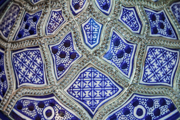 istock Hand painted Moroccan plate with metal decor 1001721878