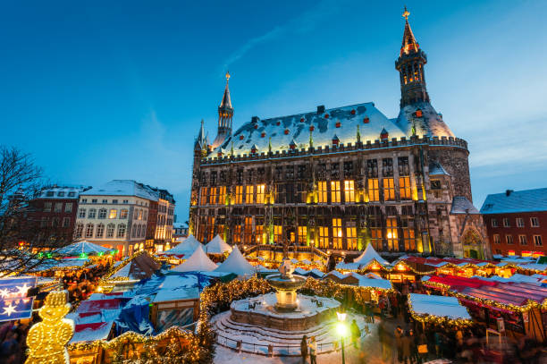 Aachen Christmas Market in December stock photo