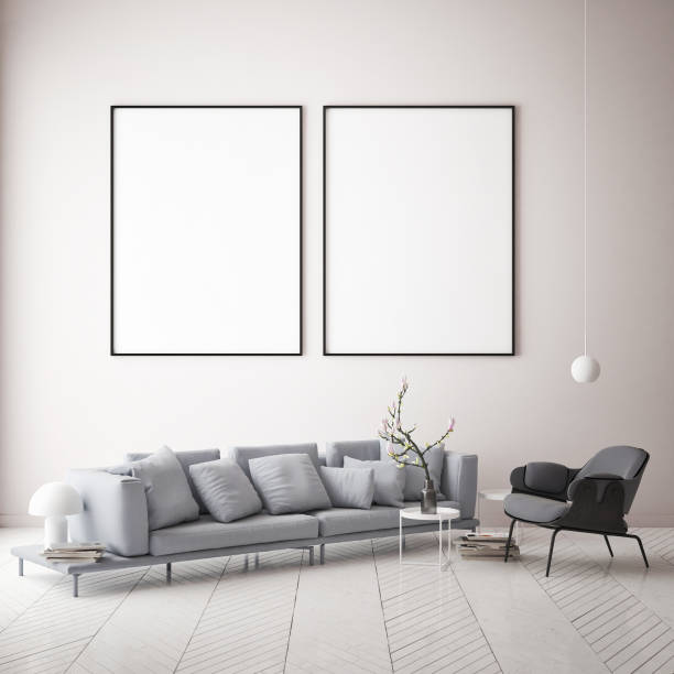 istock mock up poster frame in hipster interior background, Scandinavian style 1001745458