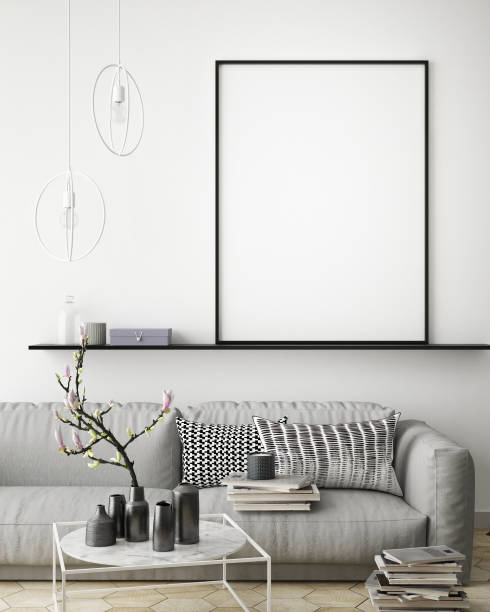 istock Mock up poster, hipster living room 1001745478