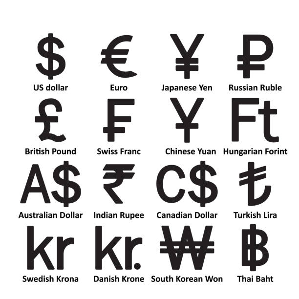 ภาพประกอบสต็อกที่เกี่ยวกับ “ตั้งค่าไอคอนสัญลักษณ์สกุลเงิน ดอลลาร์, ยูโร, รูเบิล, หยวน, เยน, ลีรา, ฟรังก์สวิส, รูปีอินเดียแล� - thai money”