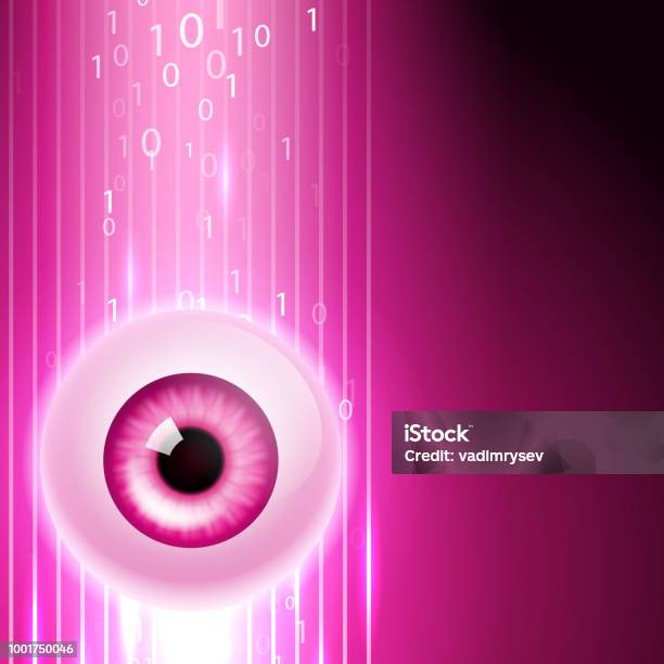 Pink Background With Eye And Binary Code Stock Illustration - Download ...