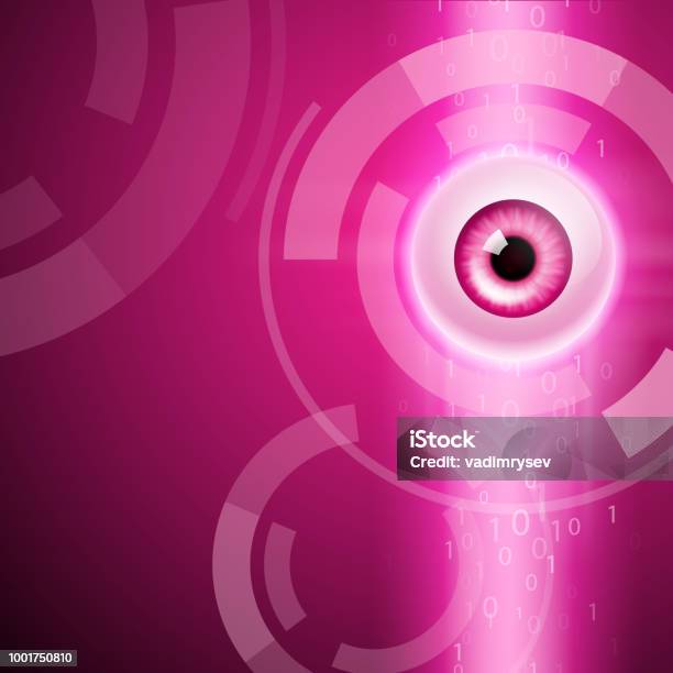Pink Background With Eye And Binary Code Stock Illustration - Download ...