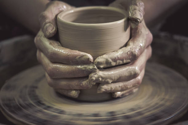 istock Creating ceramic products of white clay close-up 1001753806