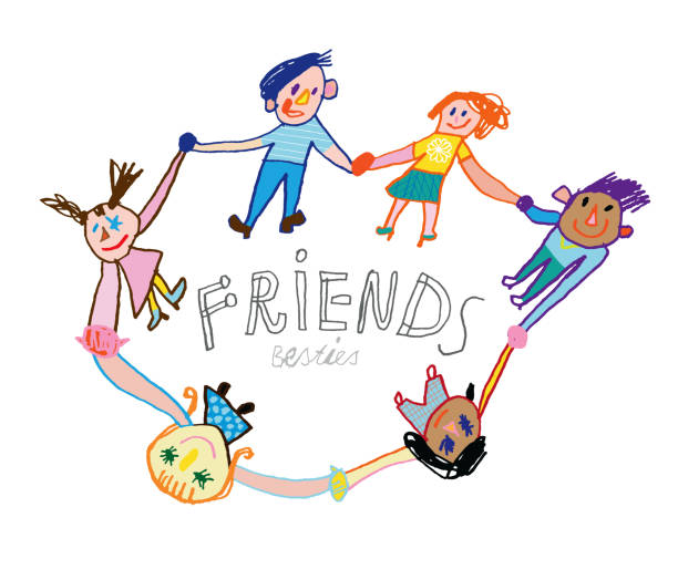 Circle of friends vector art illustration