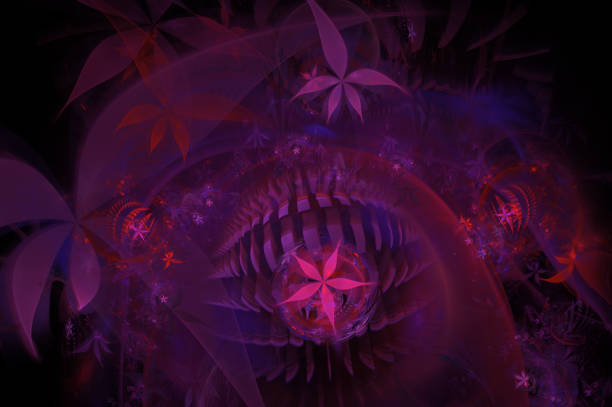 istock Glow Abstract Fractal Flower Background. Translucent bubbles texture with glow Flowers. Bright, multicolored computer generated, fractal abstract background 1001786696