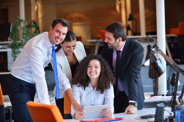 istock Startup business people group working everyday job at modern office 1001786816