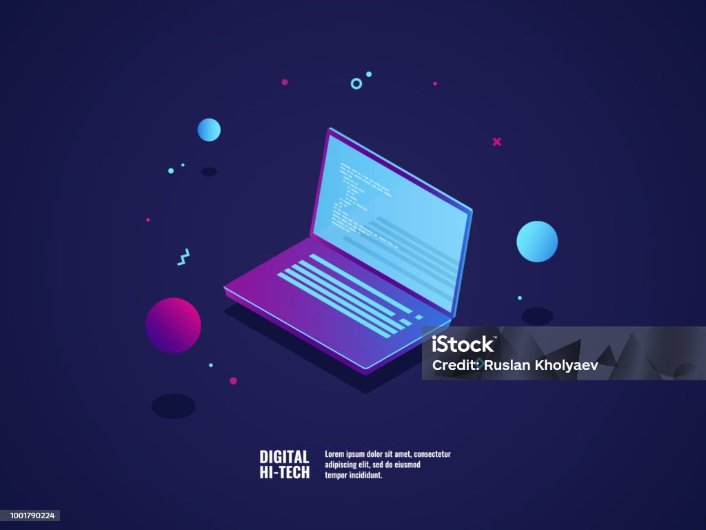 Programming Of Application And Software Development Concept Laptop With ...