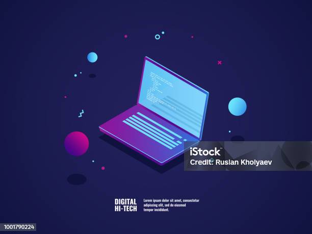 Programming Of Application And Software Development Concept Laptop With ...