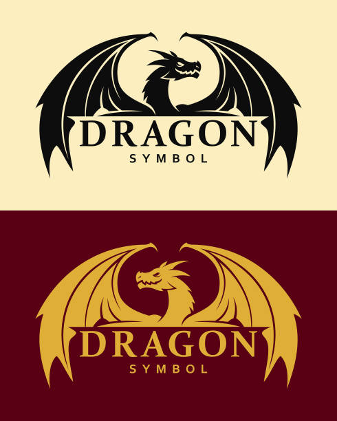 Dragon symbol Vector silhouette of dragon symbol with replaceable text part dragons stock illustrations