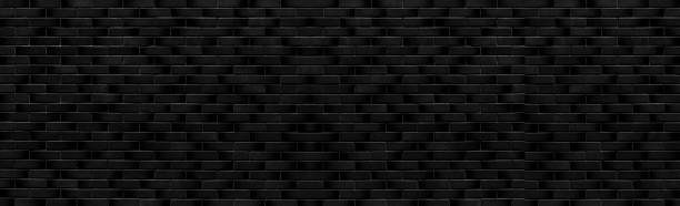 istock Panorama of Black modern stone wall pattern and background 1001813868