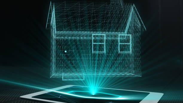 istock Architecture engineering futuristic holographic display hologram technology 1001817636