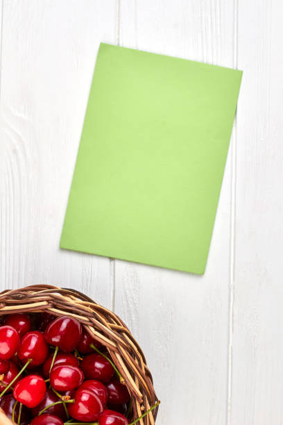 istock Basket of cherries and copy space. 1001817950