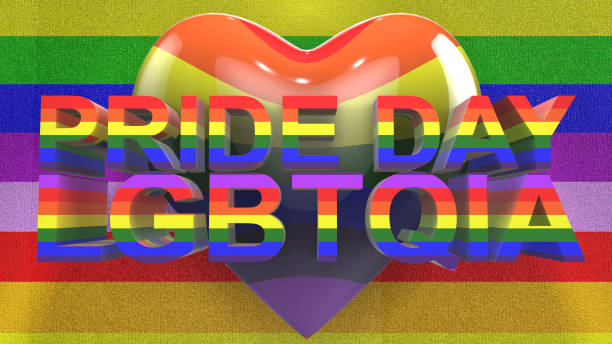 renderização 3d do orgulho gay de lgbtqia de dia orgulho lgbt mardi gras título gráfico - gay pride mardi gras carnival rainbow - fotografias e filmes do acervo
