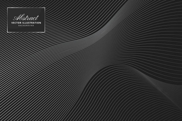 Abstract smooth wave line background Wave Pattern, Pattern, Circle, Technology, Banner - Sign, India, Single Line, shiny black background stock illustrations