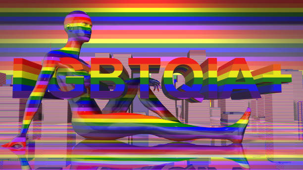 renderização 3d do título gráfico lgbtqia + comunidade gay orgulho lgbt mardi gras - gay pride mardi gras carnival rainbow - fotografias e filmes do acervo