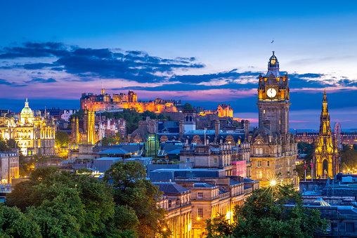 aerial view from calton hill, edinburgh, uk