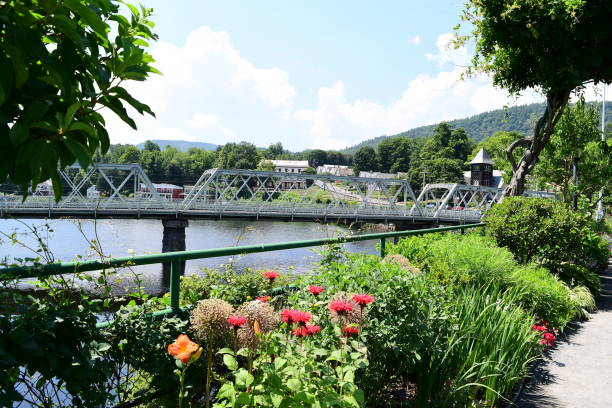 landscape of the bridge of flowers in Shelburne Falls,MA