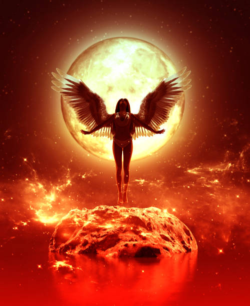 3d illustration of an Angel in heaven land,Mixed media for book illustration or book cover