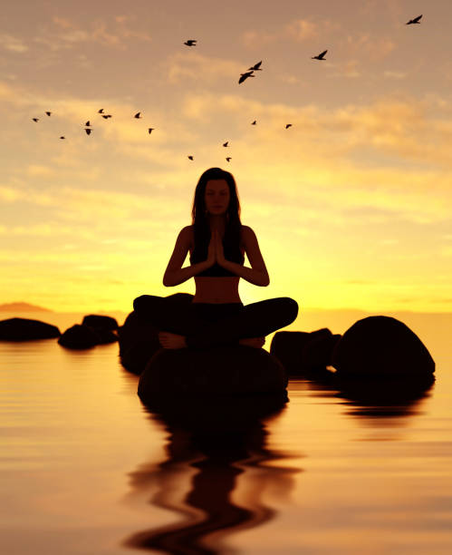 istock Silhouette woman doing yoga 1001845918