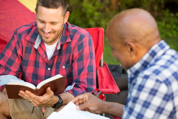 Men having a bible study. stock photo