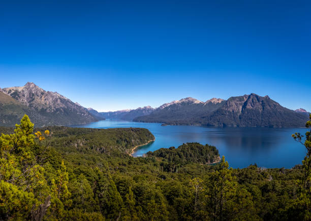 Aerial view from Cerro Llao Llao viewpoint at Circuito Chico - Bariloche, Patagonia, Argentina Aerial view from Cerro Llao Llao viewpoint at Circuito Chico - Bariloche, Patagonia, Argentina bariloche stock pictures, royalty-free photos & images