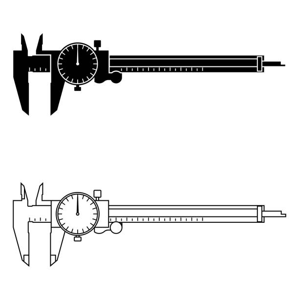 Measuring tool. Dial caliper. Vector illustration illustration of measuring instruments for production and inspection vernier calliper stock illustrations