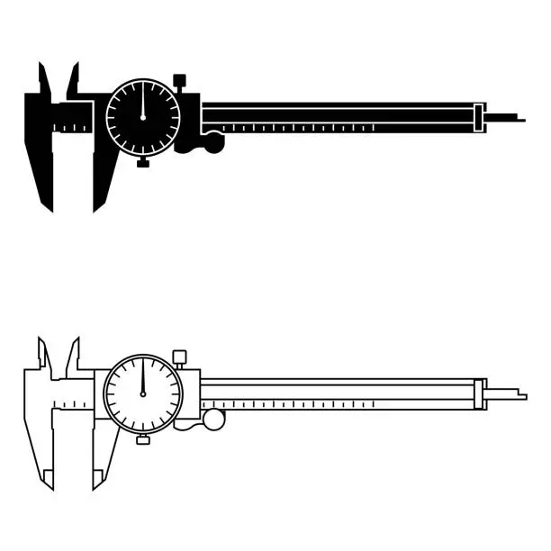 Vector illustration of Measuring tool. Dial caliper. Vector illustration