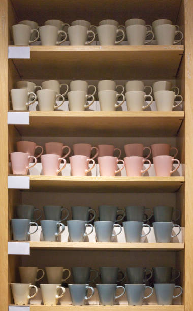 istock Mugs on the shelves in the shop window. 1001897714