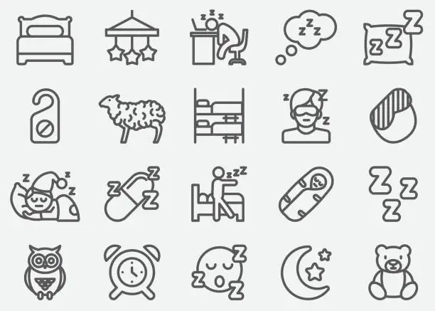 Vector illustration of Sleeping Line Icons