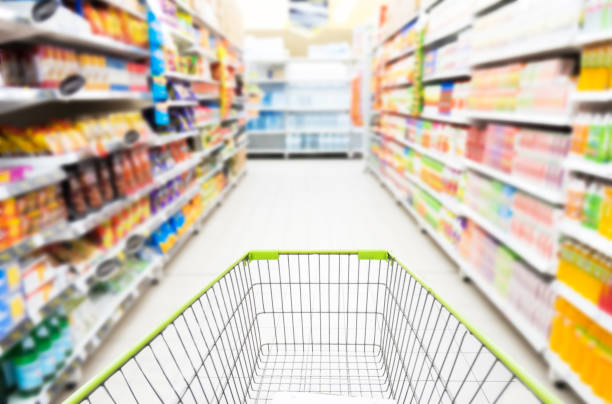 istock Empty Shopping cart at supermarket 1001943514