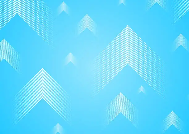 Vector illustration of White dotted arrows on blue background