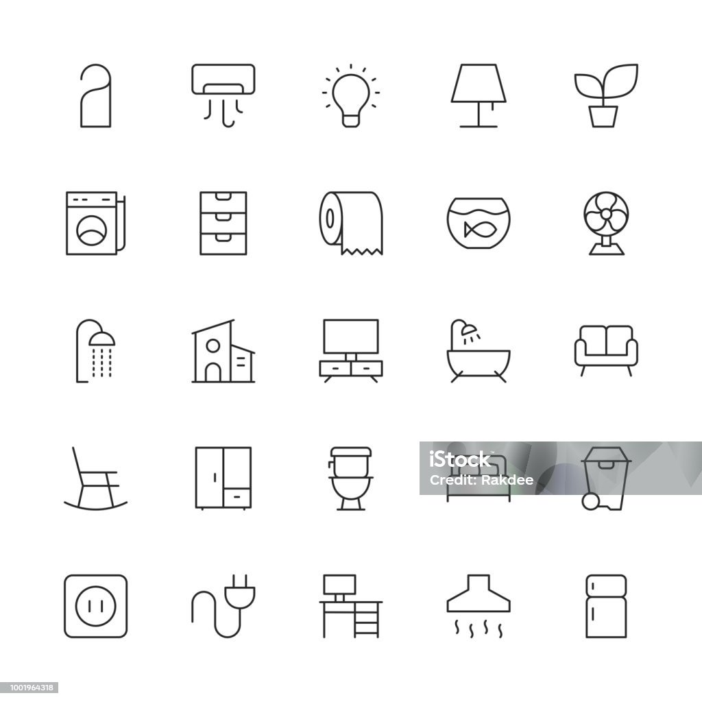 Home and Living Icons - Thin Line Series Home and Living Icons Thin Line Series Vector EPS File. Icon Symbol stock vector