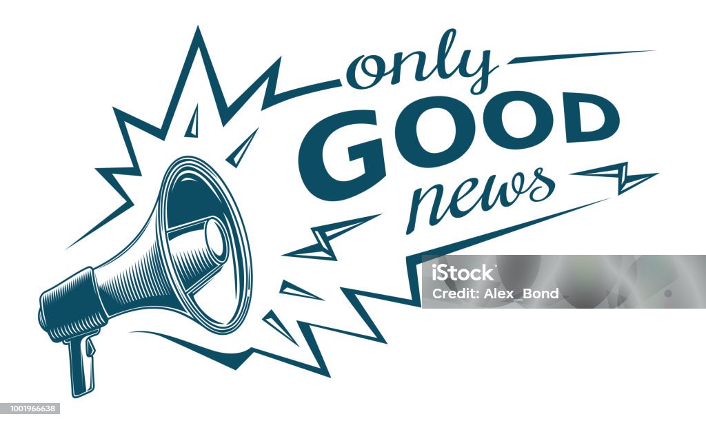 Only good news sign with megaphone decorative vector artwork Good News stock vector