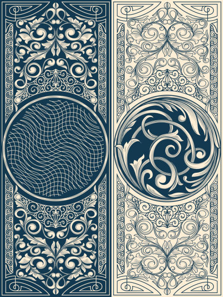 빈티지 장식 화려한 디자인 - frame ornate old fashioned shield stock illustrations