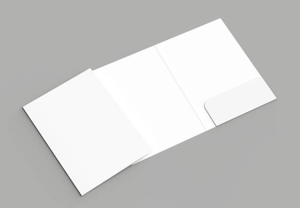 istock A4 size single pocket reinforced folder mock up isolated on gray background. 3D illustration. 1001972094