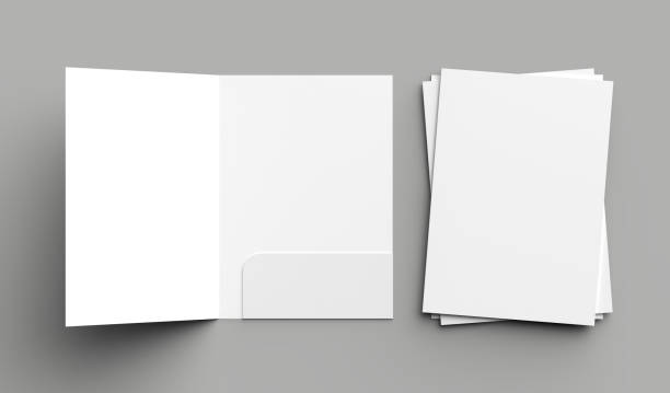 istock A4 size single pocket reinforced folder mock up isolated on gray background. 3D illustration. 1001972228