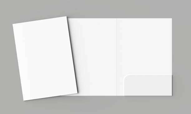 istock A4 size single pocket reinforced folder mock up isolated on gray background. 3D illustration. 1001974824
