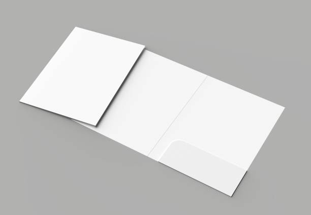 istock A4 size single pocket reinforced folder mock up isolated on gray background. 3D illustration. 1001974922