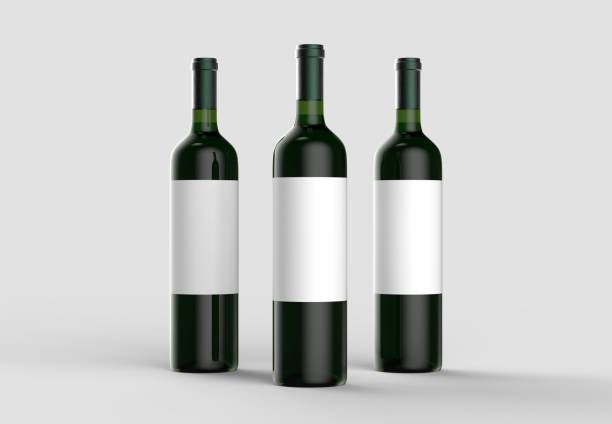 istock Wine bottle mock up with blank white label. Isolated on light gray background. 3D illustration. 1001980784