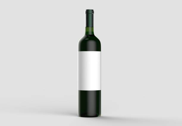 istock Wine bottle mock up with blank white label. Isolated on light gray background. 3D illustration. 1001980932