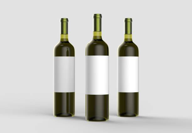 istock Wine bottle mock up with blank white label. Isolated on light gray background. 3D illustration. 1001983922