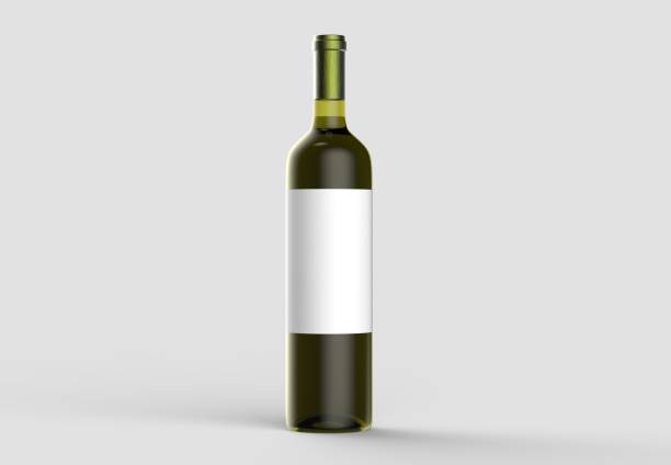 istock Wine bottle mock up with blank white label. Isolated on light gray background. 3D illustration. 1001984080
