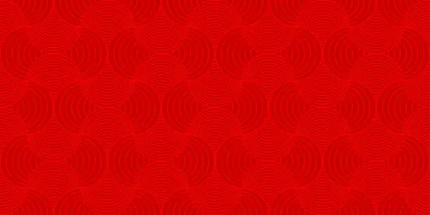 Vector illustration of Background pattern seamless red luxury round rectangle circle abstract vector design. Chinese New Year background.