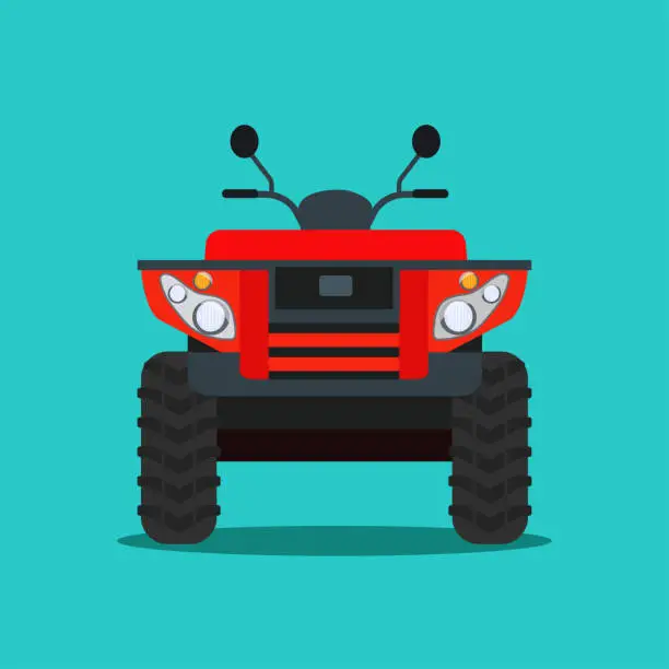 Vector illustration of ATV motorcycle isolated. Front view. Vector flat style illustration