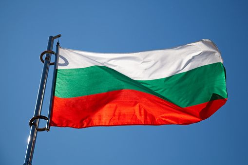 Flag of Bulgaria waving atop of its pole.