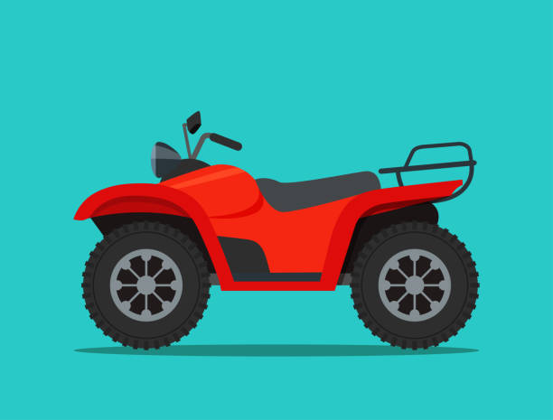 illustrazioni stock, clip art, cartoni animati e icone di tendenza di motocicletta atv isolata. illustrazione vettoriale in stile piatto - off road vehicle quadbike quad racing motocross