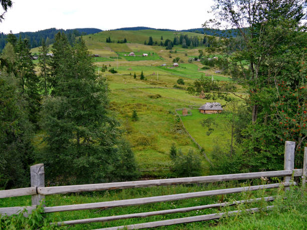 istock Rarely houses in a mountain village on a hill with fields 1001996416