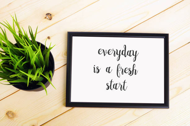 Inspiration quote Decoration Life quote - Everyday is a fresh start health motivation stock pictures, royalty-free photos & images