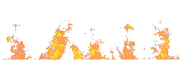 istock Real fire flames isolated on white background. Mockup on white of 5 flames. 1002011204